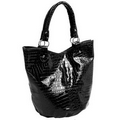 Parinda 02035 ADRIA (Black) Adria Croco Faux Leather 4 Piece Tote Set - Black